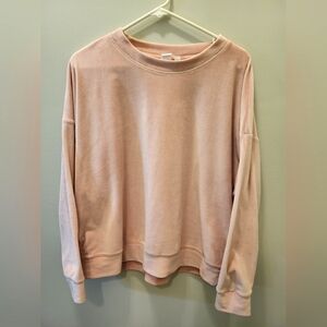 GAP Light Pink Soft Velvet Comfy Oversized Pullover Sweatshirt Women's Large